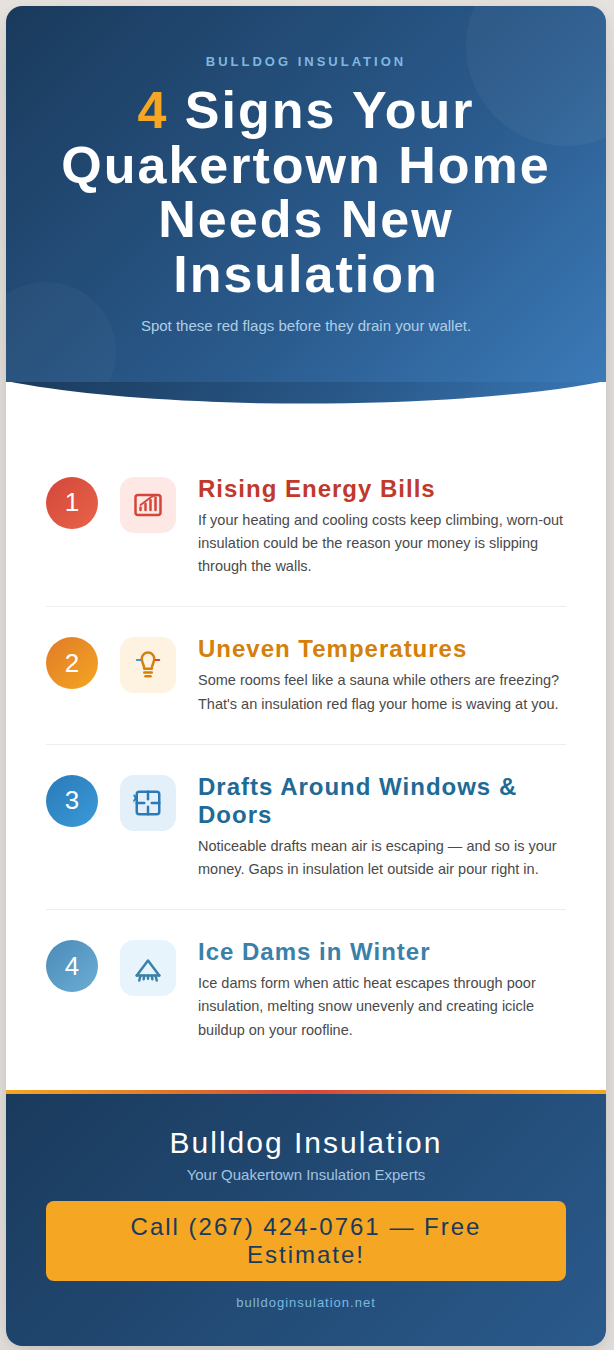 Four signs your quakertown, pa home needs new insulation.