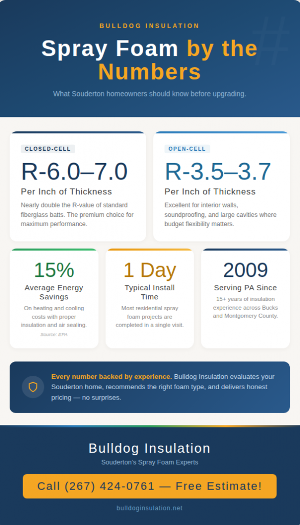 An infographic illustrating how spray foam insulation works in Souderton, PA homes.