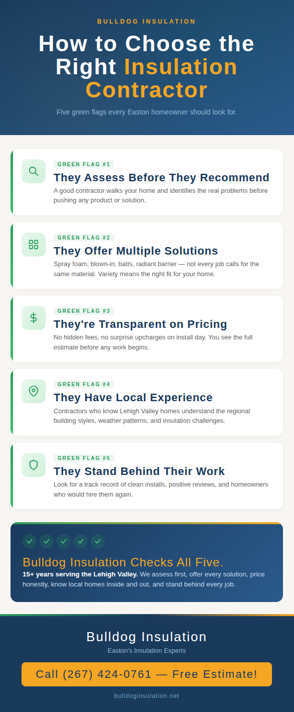 An infographic illustrating how to choose the right insulation contractor.